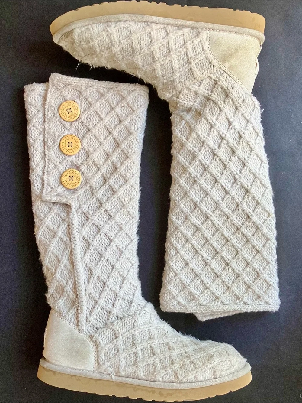 Ugg Boots Woman S-10 Cardy Lattice knit Tan Oatmeal